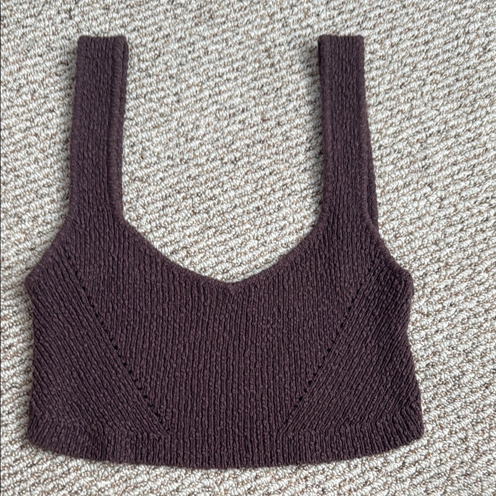 Urban Outfitters Black Ribbed Crop Tank Top